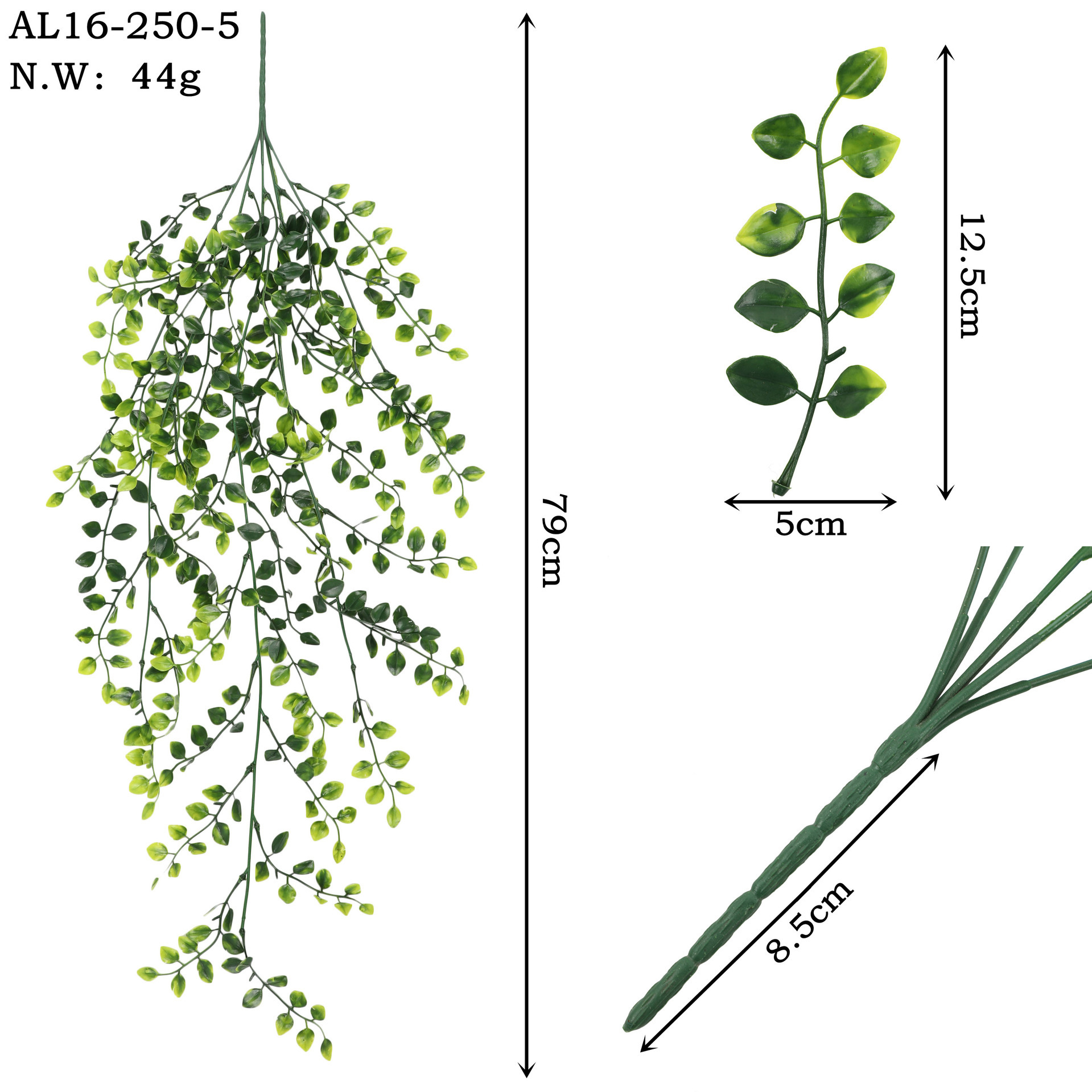 Guirlande de verdure artificielle de 79 cm avec petites feuilles rondes.