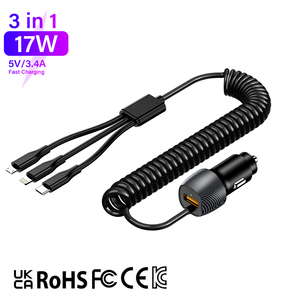 3-in-1 Car <strong>Charger</strong> <strong>17W</strong> Fast Charging for All Phone With Car <strong>Charger</strong> With 1.8M Weave Cable Usbc Car <strong>Charger</strong> Charging Adapters - Product Image 4