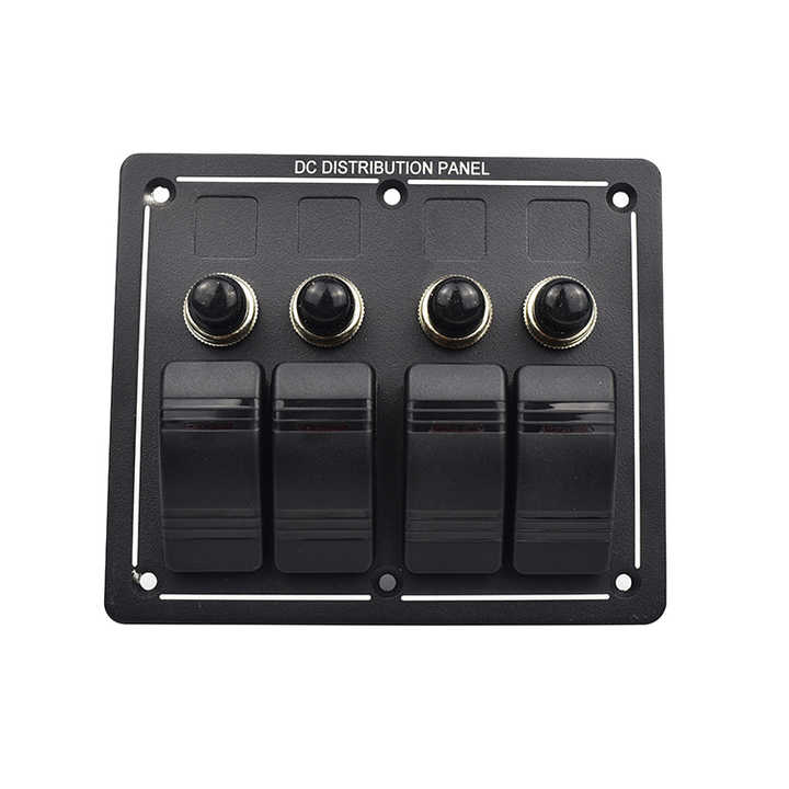 Personalized DC 12V 24V  LED Indicator Boat 4 Gang Rocker Switch Panel With Button for Sale