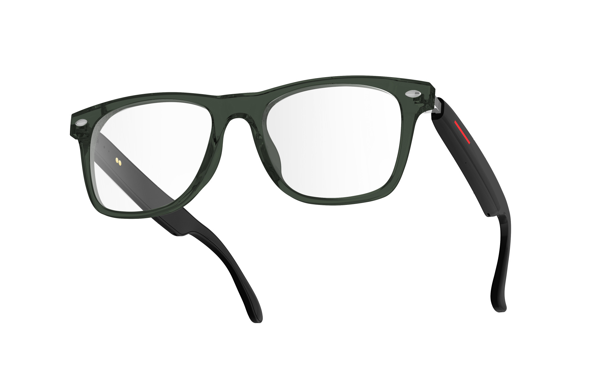 Dark green frame + transparent lenses