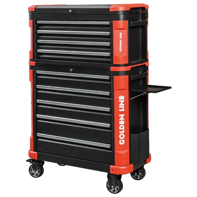 Средний стальной ящик для инструментов с роликом для гаража, используется в гаражном шкафу, магазине, автомобильный ящик для инструментов с тележкой для инструментов