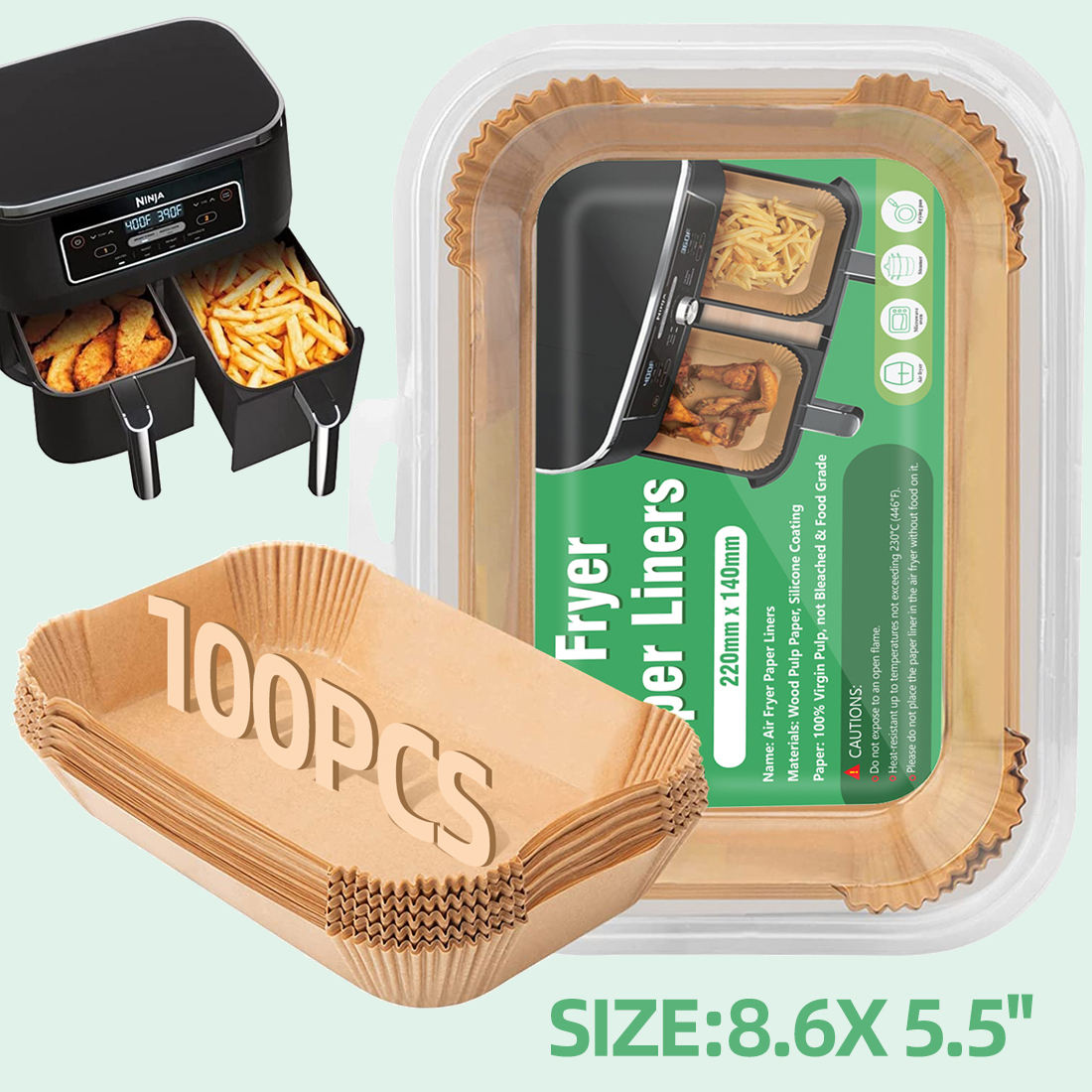 Revestimientos de freidora de aire rectangulares