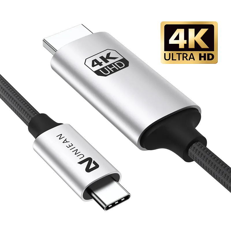 Cable USB de nailon trenzado 4K 60Hz a HDMI, cable tipo C tipo Cabo a HDMI para conectar el teléfono a TV HDTV