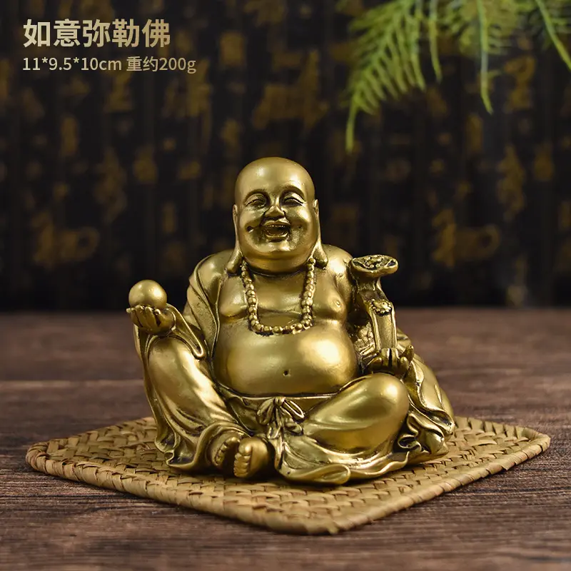 Estilo Zen Sentado Estátua de Buda para Jardim Decoração Home Resina ESCULPTURA ouro Fengshui Riqueza Sorte Rindo Buda Estátua