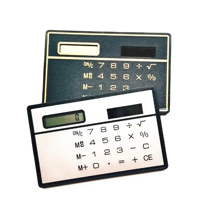 8桁の薄い電卓スリムクレジットカードデザイン電卓ソーラーパワーポケット電卓