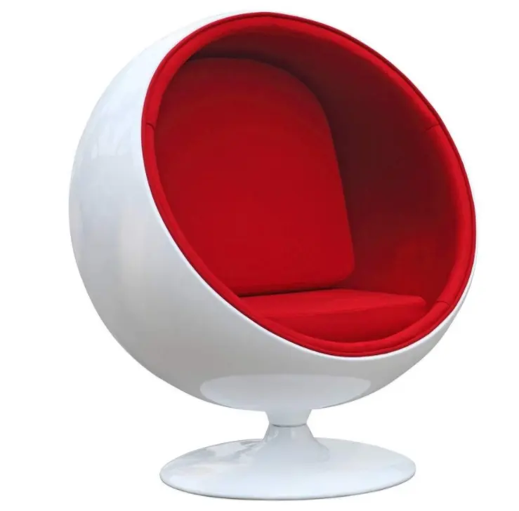 Meilleure qualité design moderne en fibre de verre coussin en cuir souple à bascule aviateur jeu dentaire jardin boule ronde chaise