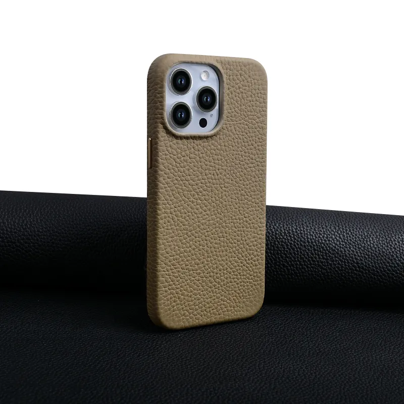 2023 Hot Style Animation Pop-up Window Shockproof Cell Phone Cases Genuine Leather Big Pebble For IPhone 15 14 Phone Holder