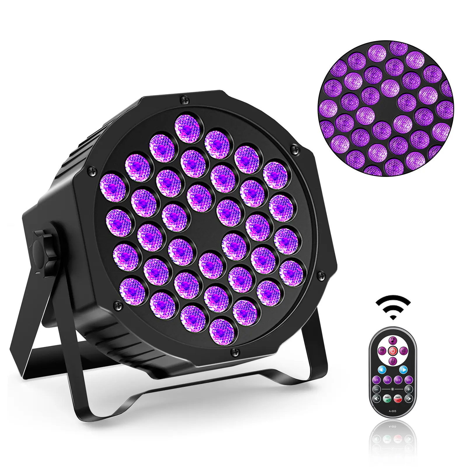 UV Disco Light Ultraviolet LED Strobe Dimming Mini Stage Lights Purple Lamp Projector for Small Party Pub DJ Club
