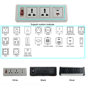 2 tomas de corriente + 2 puertos de carga USB con cubierta de panel de aleación de aluminio montada en toma de escritorio/Toma de mesa para muebles de oficina - Product Image 3