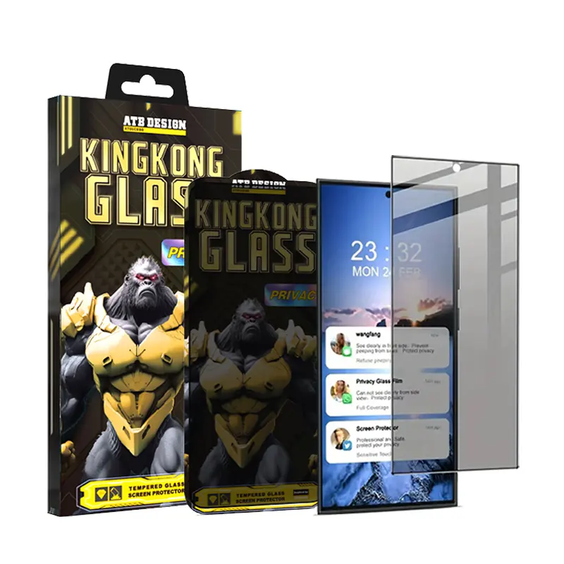 ATB King Kong Protector de Huellas Dactilares Desbloqueado Vidrio Anti-espía Vidrio Templado para S24 Película Protectora de Pantalla de Privacidad