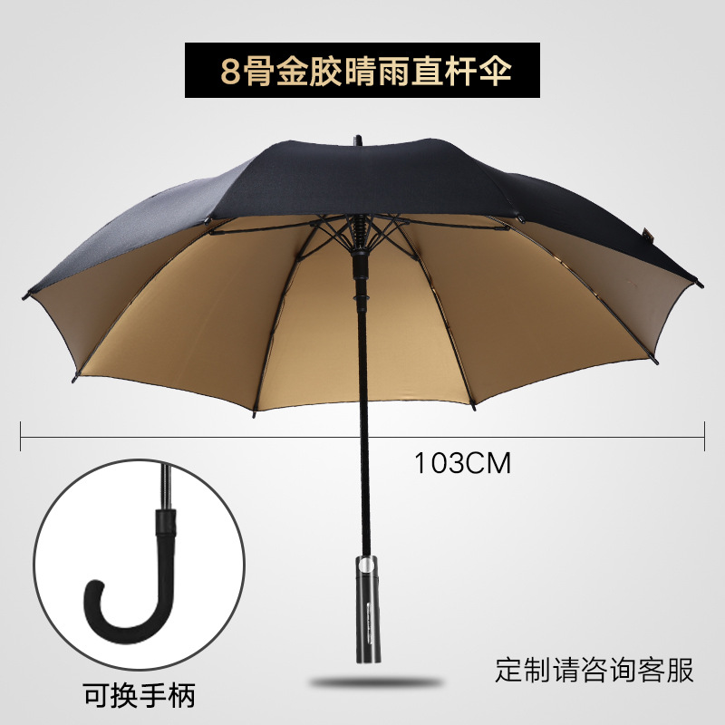 23-inch 8-ribbed gold-plated umbrella