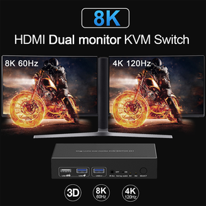 8K @ 60Hz/4K @ 120Hz Conmutador KVM de 2 puertos HDMI2.1 MONITOR DUAL CONMUTADOR KVM 2x1 USB3.0 dos computadoras un monitor