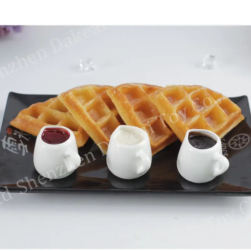OEM ODM Artificial Fake Cake Bread Desert Food waffle model Home Kitchen Party Decoration Store Market Display