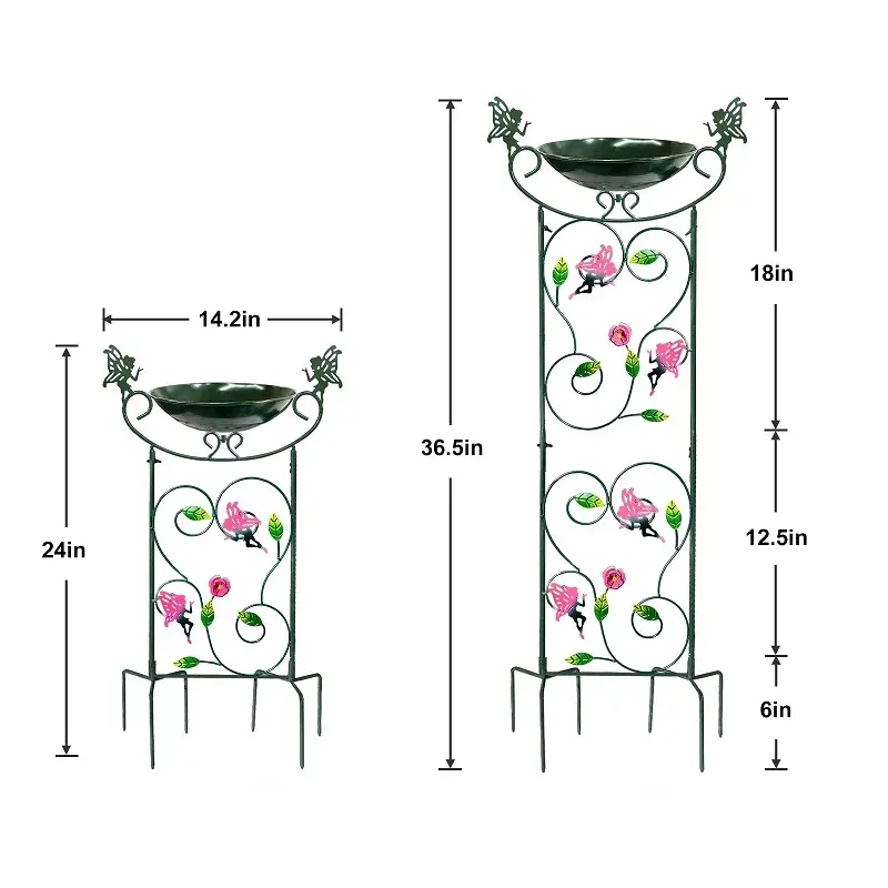 Bains d'oiseaux en treillis pour plantes d'extérieur, mangeoires d'oiseaux en treillis de jardin de 40 pouces de hauteur, décor vintage pour décorations de jardin et de cour.