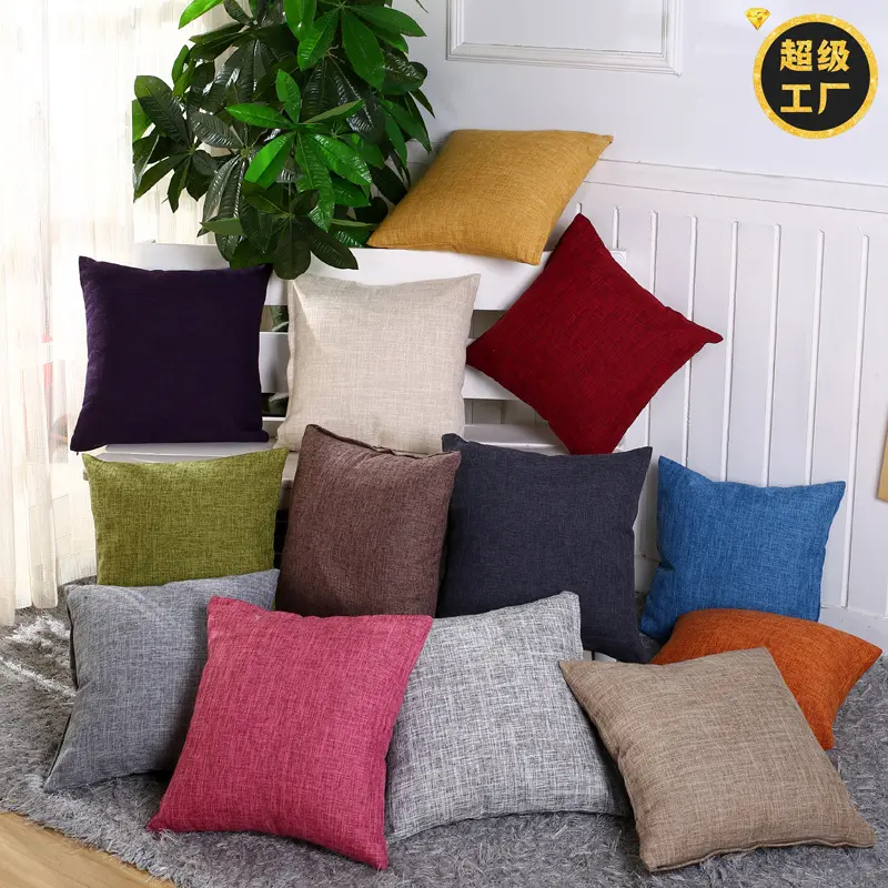 2023 furniture solid color linen pillowcase 45*45CM customized high quality cushion cover