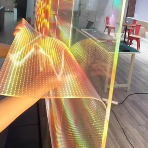 หน้าจอแสดงโฆษณาแบบมีกาวยืดหยุ่นฟิล์ม LED โปร่งแสงสำหรับป้ายดิจิทัลกระจกหน้าต่างสำหรับใช้ในลิฟต์ CNS-P-P10