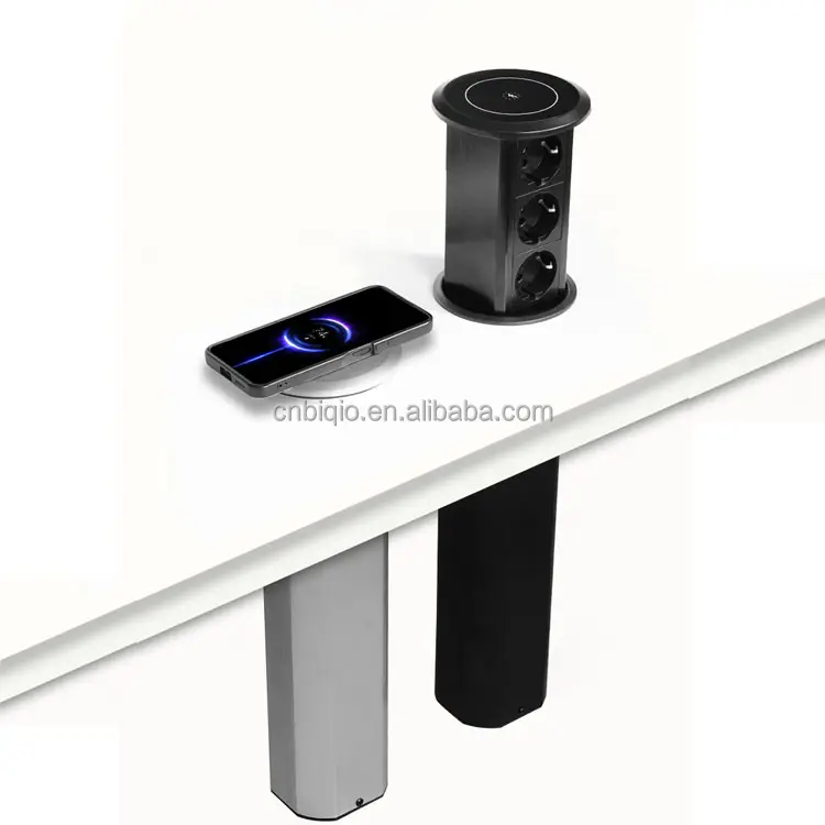 Prise de sortie montée sur bureau cachée pour bureau de conférence de comptoir de cuisine avec 3 prises, port USB A USB C