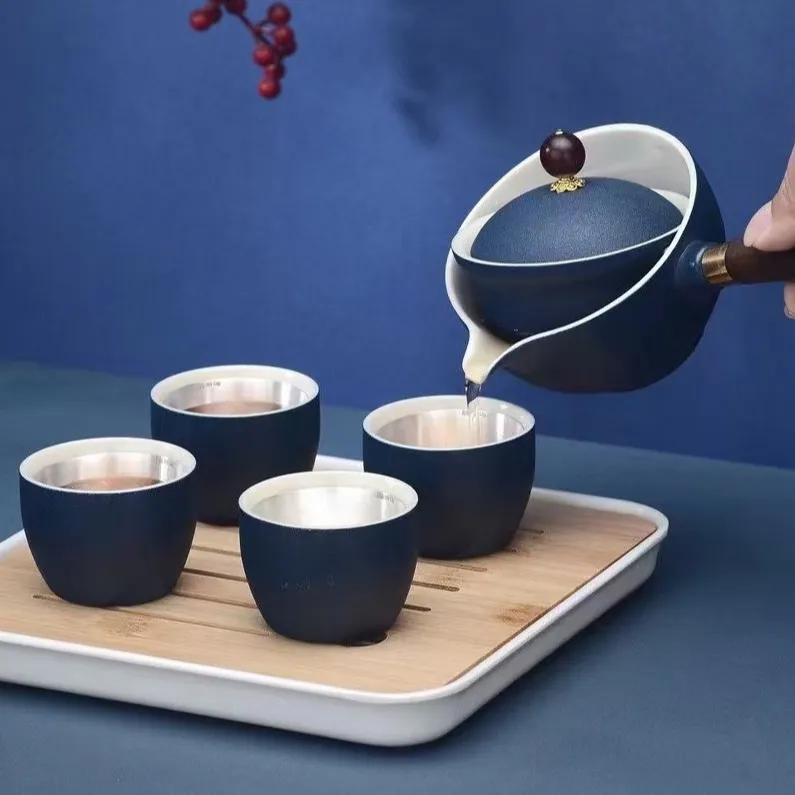 Set da tè in argento sterling intarsiato in ceramica design e personalizzazione Set da tè in argento produzione di stampi per set da tè