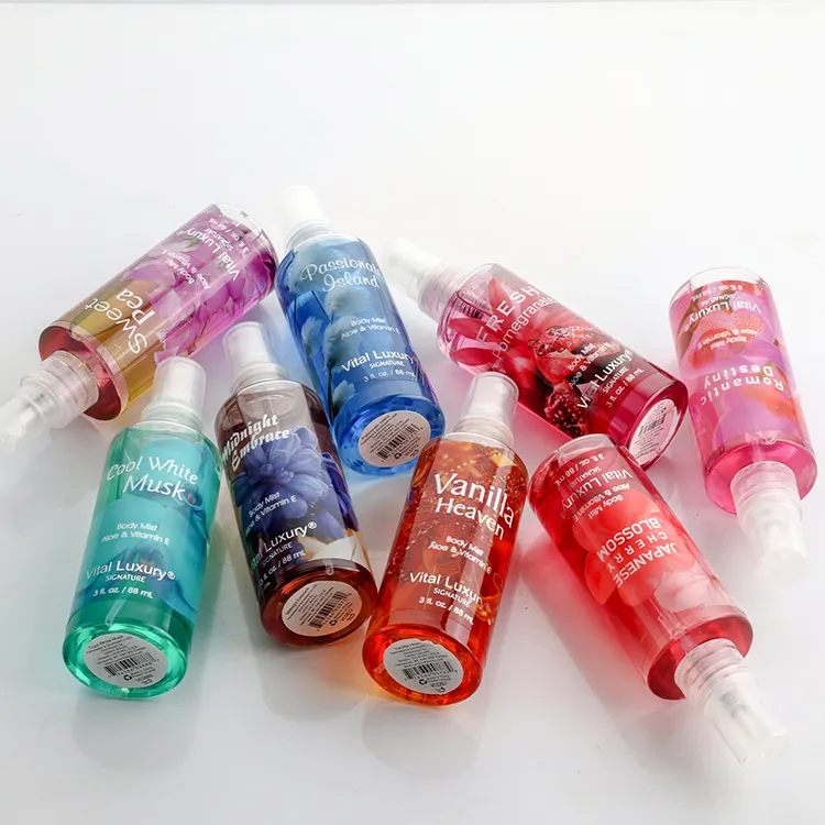 Hot Sale Mais Novo Design Private Label Shinning Shimmer Body Mist hidratante corporal Melhor Natural Organic Mist Perfume Para A Mulher