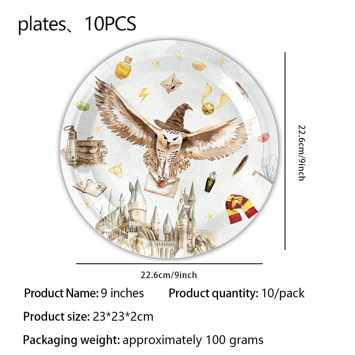 Platos de papel blancos de 9 pulgadas, 10 unidades