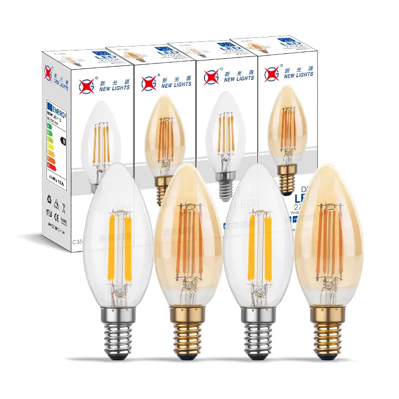 E12 E14 E26 E27 C35 C35T B11 2W 4W 5W 6W vetro ambra trasparente Vintage dimmerabile lume di candela LED candelabri lampadine per lampadario