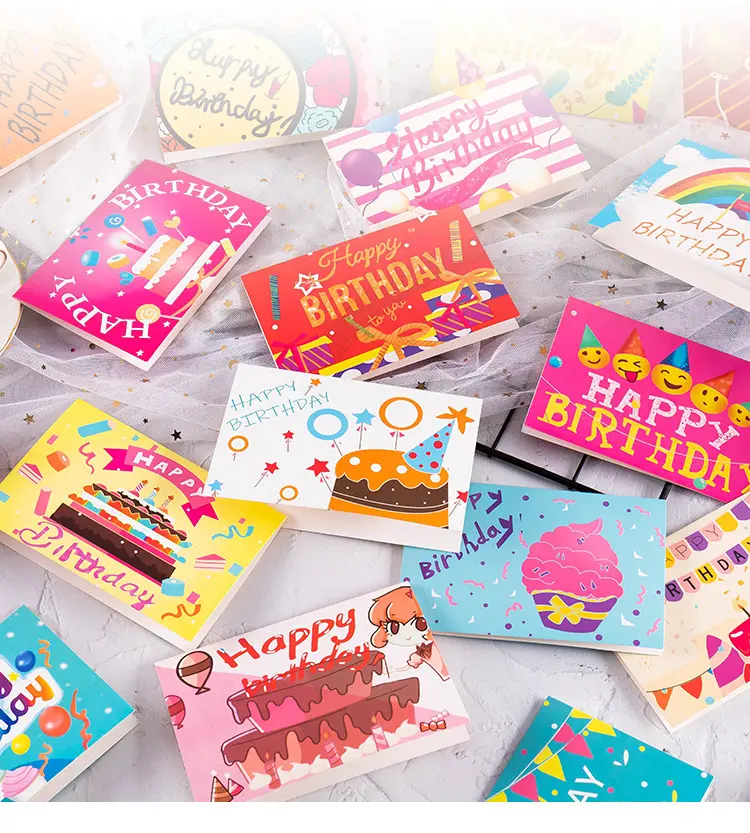 2022 nuovo divertente buon compleanno piccolo set di biglietti di auguri fatti a mano mini lettera personalizzata biglietti d'invito per feste di compleanno per bambini