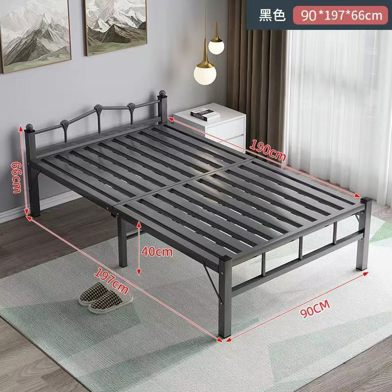 Cama de hierro negro, 90 cm de ancho.