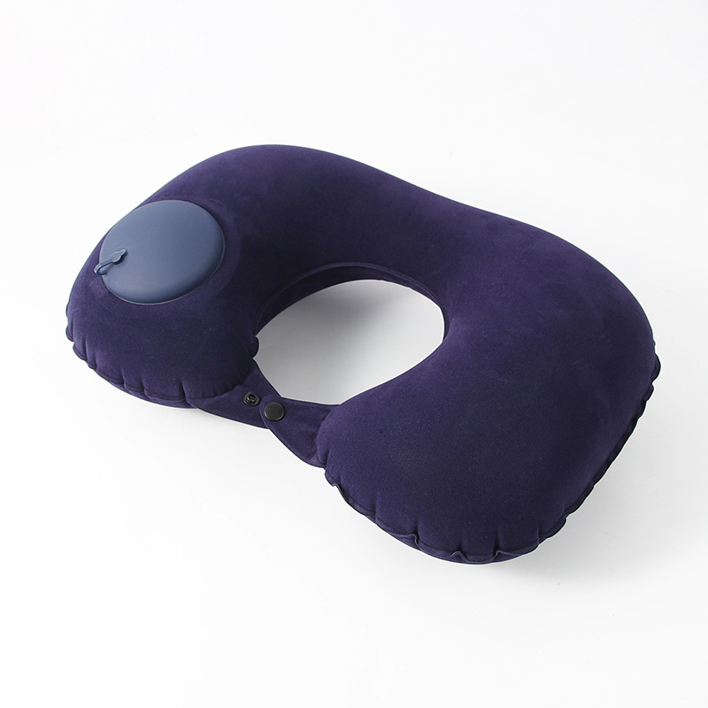 Oreiller gonflable bleu foncé floqué - paquet individuel
