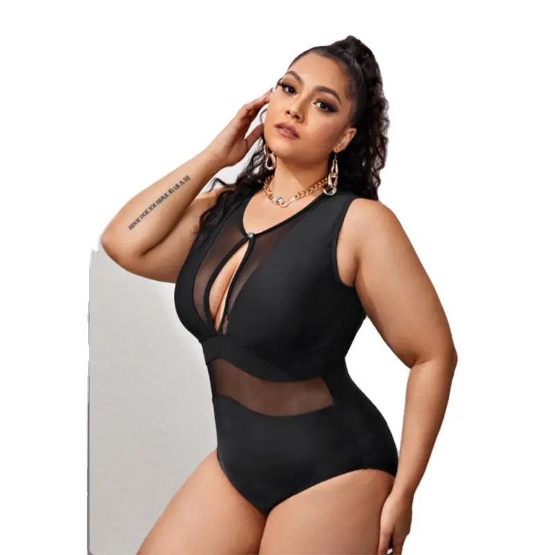 2023 Novo Design DAMO Plus Size Uma Peça Maiôs Sexy Oco Out Malha Sexy Monkini Reciclado Swimwear De Nylon