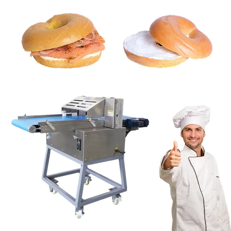 Rebanadora automática de hamburguesas Máquina de panadería de alta eficiencia para cortar pan redondo