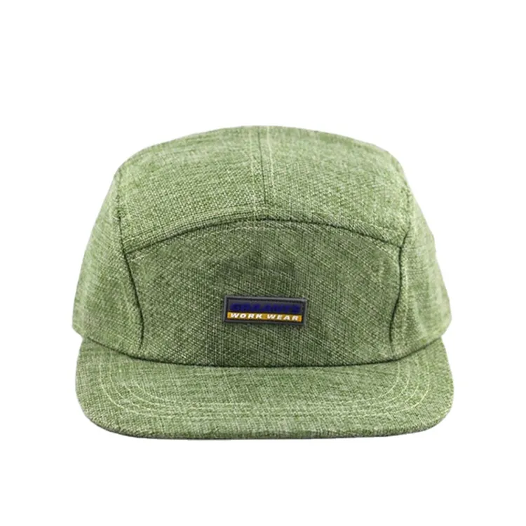 Hemp material plain cap and rubber 5 panel rebound cap can be customized