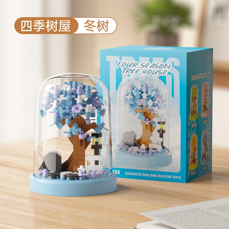 M3158-casa del árbol de invierno-con cubierta antipolvo