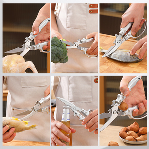 Kéo cắt thịt gia cầm nhà máy sản xuất, thép không gỉ 3Cr13, chuyên dùng cắt xương gà - Product Image 4