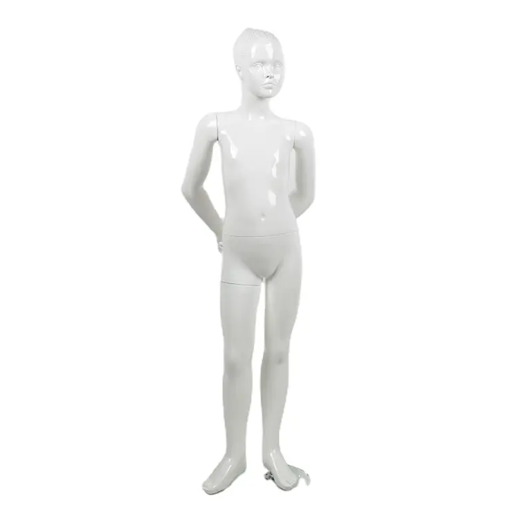 Mannequin réaliste en fibre de verre de bonne qualité pour enfant, garçon et fille debout avec visage