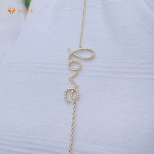 VLOVE altın takı toptan elmas bilezik takı 0.20CT elmas aşk bilezik