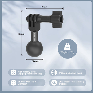 Insta360 için 1 "topuz montaj kaidesi adaptörü/GoPro Hero spor kamera RAM topu kafa bağlar ile uyumlu B boyutu çift soket kol - Product Image 6