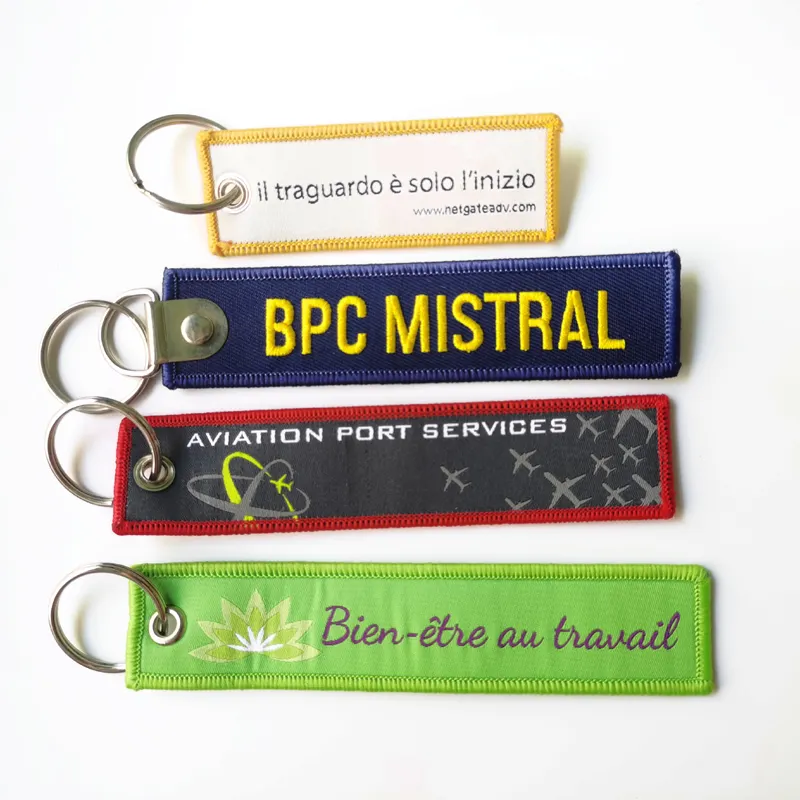 Kunden spezifisches Design Stoff Schlüssel anhänger Stickerei Schlüssel bund für Motorräder, Autos und Geschenke