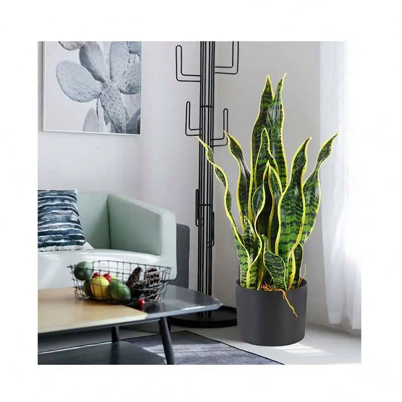 Artificial Faux Snake Plant Artificial Sansevieria tiger Prain trees Yellow Green Decorative Plastic Plant for indoor