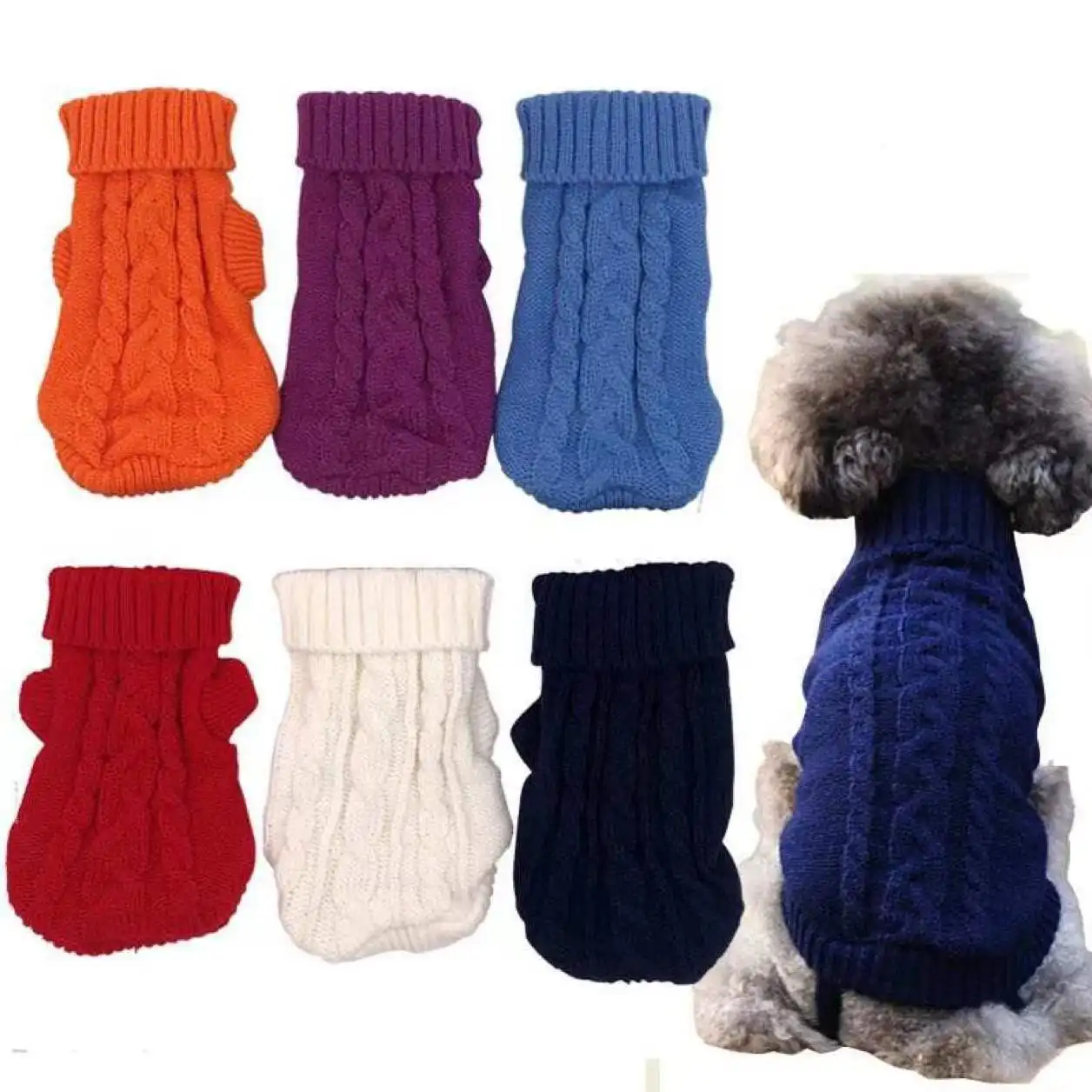 Groothandel Custom Multi Kleur Comfortabele Jas Honden Doek Huisdier Knit Kleding Hond Hoodie