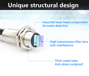 M12 200mm NPN NO Laser <strong>Diffuse</strong> Optical <strong>Proximity</strong> <strong>Sensor</strong> for Position Detection - Product Image 4
