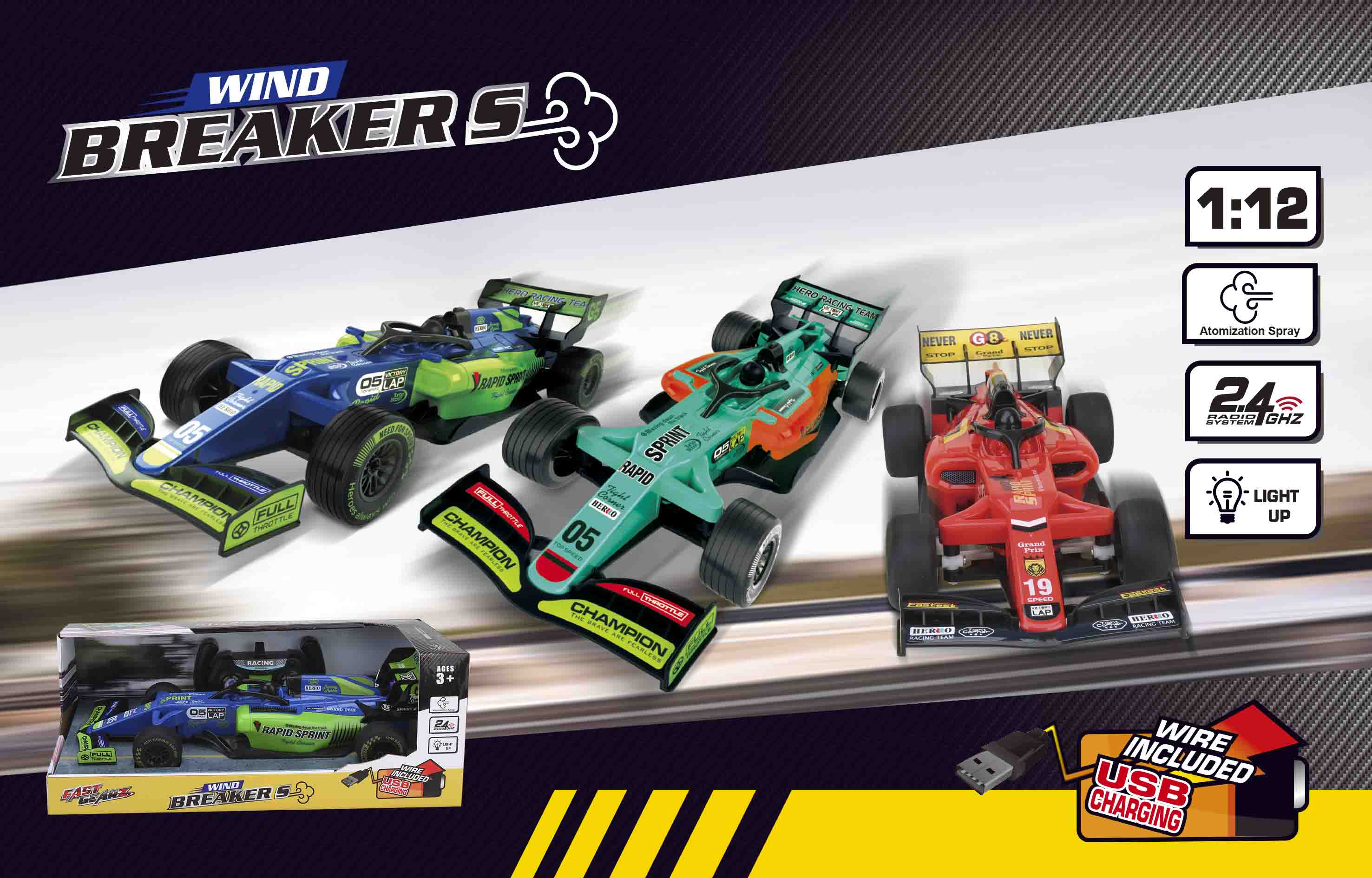 TRCDH1613 - Coche de carreras R/C 2.4G 1:12 con todas las funciones y pulverizador