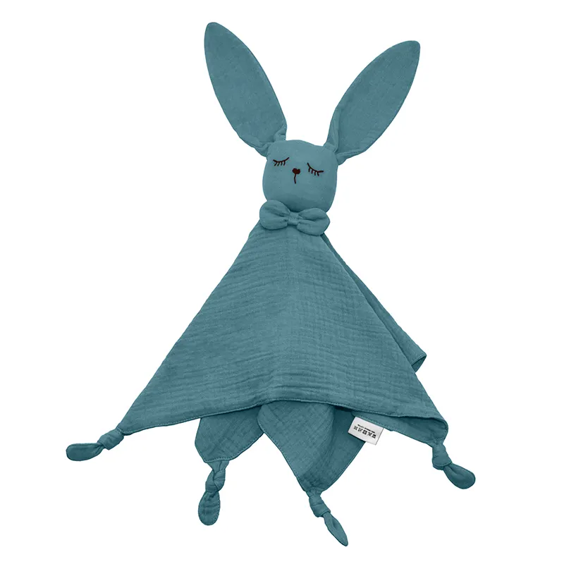 Belle mousseline lapin bébé couette couverture de sécurité tête douce peluche câlin jouet infantile lapin dormir couette