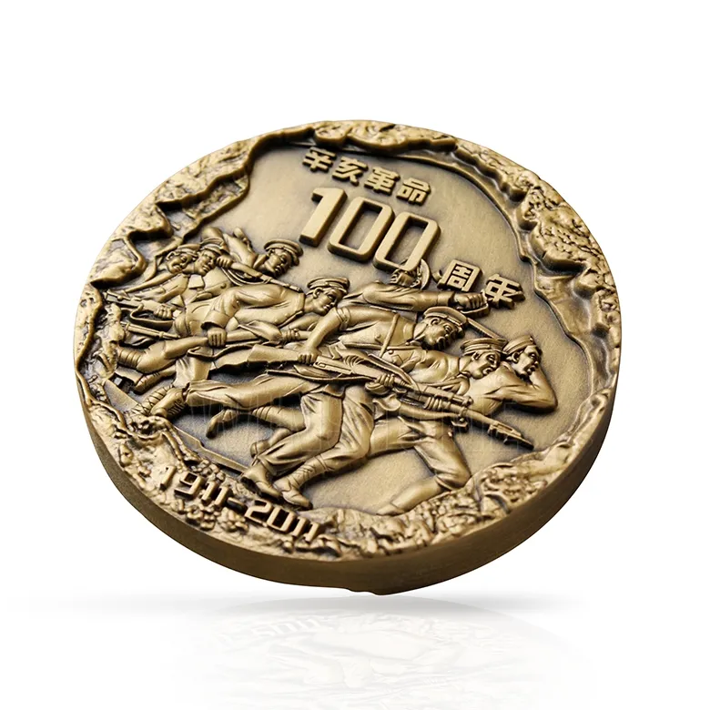 卸売カスタム工場2D/ 3Dコインアンティーク真鍮金属ダイストラック高救済記念コイン