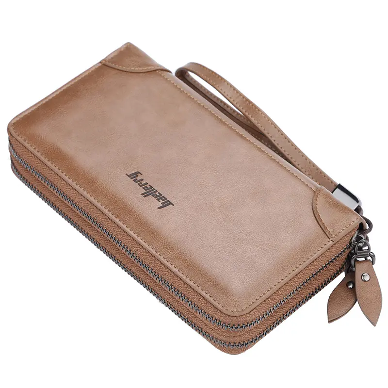 New Arrival Large Capacity Wallet Double Zipper Men Clutch Business Card Wallet Case