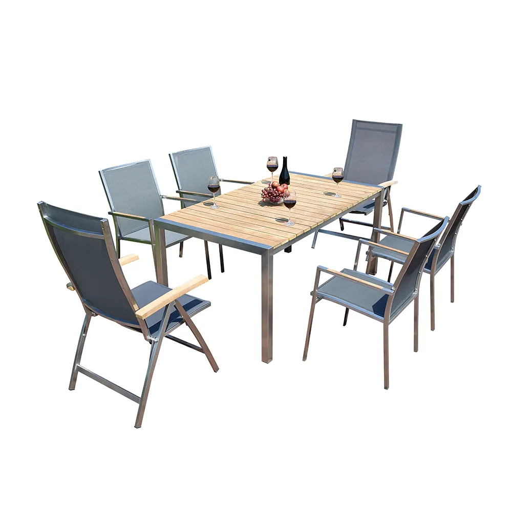 Metallo ristorante tessile posti a sedere mobili per la casa sala da pranzo all'aperto tavolo e sedia Set