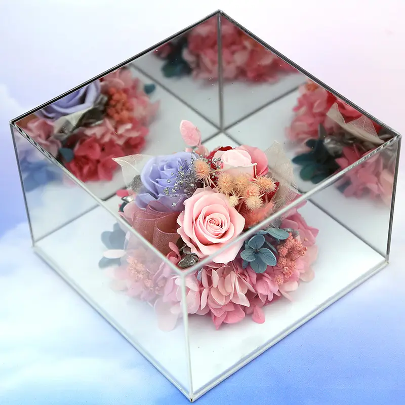 wholesale preserved flower in a acrylic box preserved natural rose