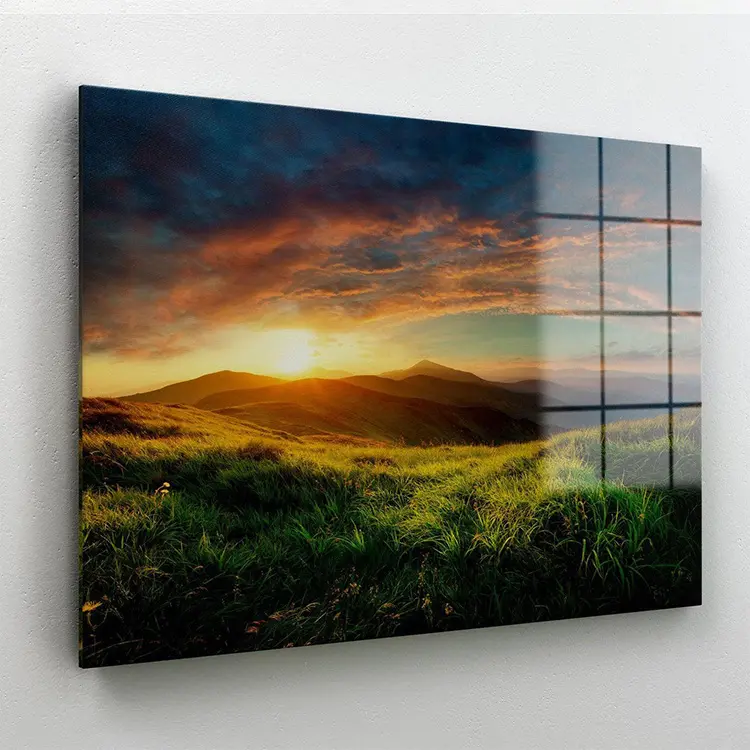 Natural Scenery Sunset Artwork Acrylic Painting Home Decoration Landscape Wall Art Glass Painting