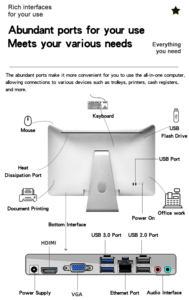 คอมพิวเตอร์เดสก์ท็อป21.5นิ้วแบบ all-in-one รองรับหน้าจอสัมผัสชุดเต็มของแป้นพิมพ์และเมาส์ที่มีหลายอินเตอร์เฟส4 + 128 - Product Image 6