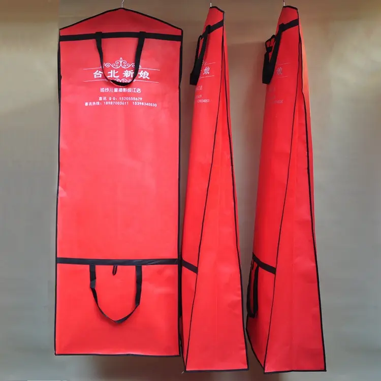 Yile 사용자 정의 로고 휴대용 접이식 신부 폴리 긴 먼지 드레스 커버 웨딩 가운 의류 가방 보관 용