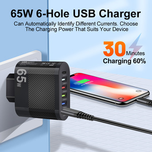 65w çok 6 girişli şarj cihazı 5USB + tip-c cep telefonu şarj ab İngiltere abd tak Apple iphone 15 için çok arayüzü seyahat adaptörü Samsung - Product Image 2